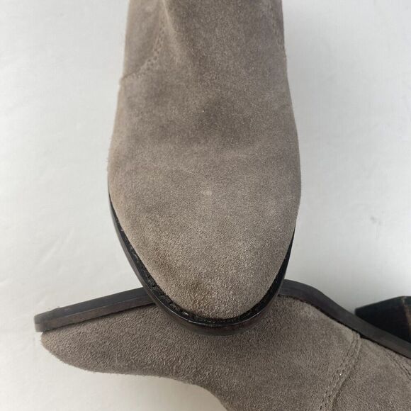 Lucky Brand Ankle Boot, Women's Folley Light Taupe Suede Leather Ankle Boot Sz 9 - Picture 5 of 16